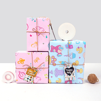Rouleau de papier cadeau de luxe imprimé floral personnalisé, épais 80g, couché, jetable, pour anniversaire et Saint-Valentin, 43*300cm, vente en gros