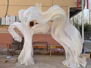 High-end Handmade Giant Silk Organza Art Installation Organza Large Flower Floral Decoration Wedding <strong>Stage</strong> Layout <strong>Props</strong> - Product Image 2