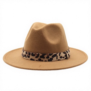 100% <b>Wool</b> Felt Fedora <b>Hat</b> Wide Brim Women Fashion Leopard Ribbon Casual Spring Autumn - Product Image 2