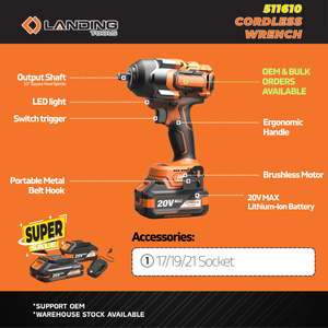 Clé à chocs sans fil professionnelle 20V MAX Brushless 850Nm à couple élevé pour équipement lourd, camions et réparation automobile - Product Image 2