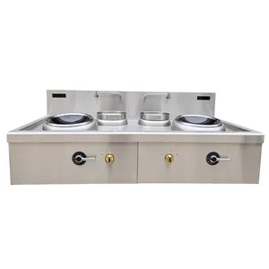 Commercial Double Burner Wok With Double Water Basin Electric Induction Stainless Steel Big Power Induction Cooker