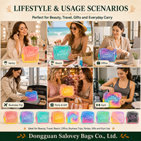 Pochette cosmétique transparente multicolore en PVC, pochette de maquillage carrée, pochette cosmétique de voyage transparente, logo personnalisé, vente en gros, fabricant OEM