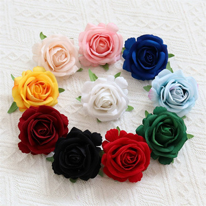 FL-173 all'ingrosso teste di rosa rosa rosa rosa bianco velluto fiori artificiali 6 cm testa rossa bordeaux testa rosa bianca per il matrimonio - Product Image 3