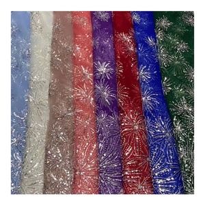 Sang Trọng Đa-Màu Sắc Pháp Ren Đính Cườm Pháo Hoa Mô Hình Laser Thêu Hạt Sequins Vải Cho Đám Cưới Cô Dâu Ăn Mặc - Product Image 1