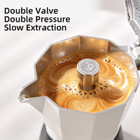 Cafetière Moka à Double Valve Personnalisée HIGHWIN en Aluminium pour Plaque de Cuisson, Plusieurs Méthodes de Chauffage, Accessoires à Café pour Usage Domestique