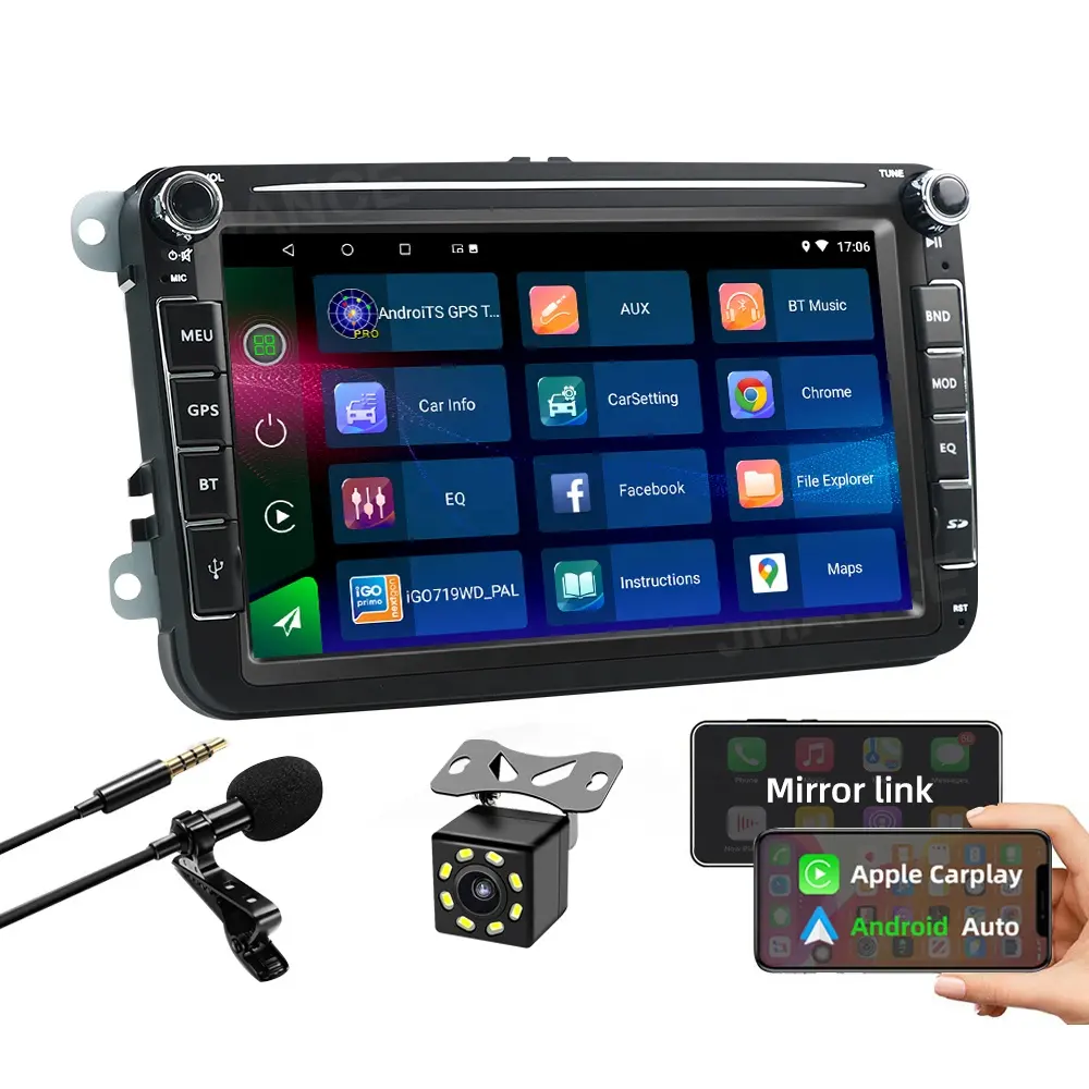 JYT 8 Zoll IPS iOS 1 16/2 32GB BT FM WIFI GPS Wireless/Wired Carplay Navigation 2Din Autoradio