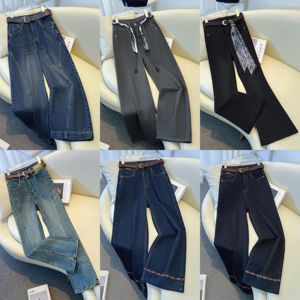 Pantalones Vaqueros de <span class=keywords><strong>Mujer</strong></span> de Pierna Recta y Ancha con Diamantes de Imitación, Súper Ventas Primavera y Otoño, Ropa de Calle para Dama, Venta al Por Mayor a Bajo Precio - Product Image 3