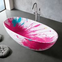 Bañera Moderna Independiente con Superficie de Piedra Sólida, Desagüe de Mármol Natural, Patrones Personalizados para Hoteles