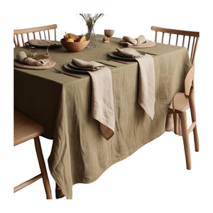 Hermoso mantel de lino de color mostaza, ligero y atractivo para mejorar la decoración de su mesa de comedor - Product Image 3