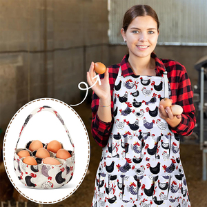 Venta al por mayor: 2 delantales y <span class=keywords><strong>cestas</strong></span> para recoger huevos, delantal para recoger huevos con 15 bolsillos y cesta con 7 bolsillos para granjeros y cocinas. - Product Image 6