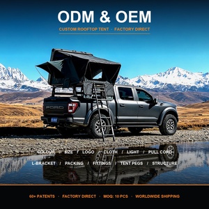 Tenda da Tetto Rigida a Triangolo <span class=keywords><strong>con</strong></span> Sollevamento Idraulico 16cm in Alluminio e Staffa a X per Campeggio 4x4 SUV - Product Image 2
