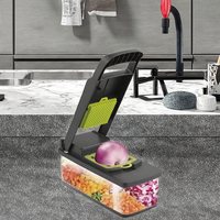 Handmatige uien- en groentesnijder met eigen logo, 16-in-1 multifunctionele fruit- en groentesnijder van PP-plastic