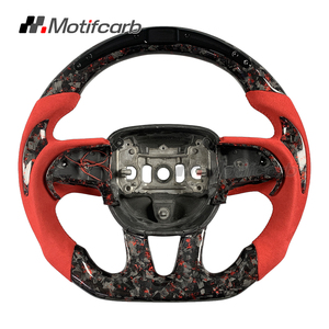 Volante Personalizado Rojo de Fibra de Carbono Forjado con LED Inteligente de RPM para Dodge Charger Challenger Hellcat SRT R/T GT SXT 2013-2023 - Product Image 1