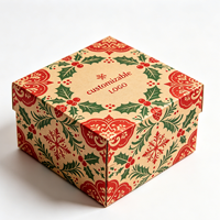 Boîte d'emballage rétro en forme de sapin d'hiver, deux pièces, impression couleur personnalisée pour décorations de Noël en céramique, petit coffret cadeau pour la maison