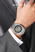 Montre Homme Automatique Acier Inoxydable Polygone Vide 41mm 30bar Etanche Lumineux Hip Hop Rue OEM Logo Usine