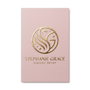 Biglietto da Visita di Lusso Rosa con Lamina Oro per Truccatrici, con Logo 3D Goffrato e <span class=keywords><strong>Carta</strong></span> Spessa Premium per Branding Estetico - Product Image 1