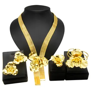 Zhuerrui-Conjunto de joyería de lujo de alta calidad, diseños de joyería de oro Italiano de 18k, conjunto de joyería chapado en oro, H30001