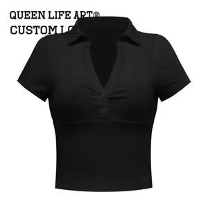 Camisetas Cortas Personalizadas Verdant Strokes Y2K para Mujer, <span class=keywords><strong>Camiseta</strong></span> Polo de Algodón con Estampado 3D, <span class=keywords><strong>Camiseta</strong></span> Corta Negra Tipo Baby Tee en Tela Vaquera - Product Image 6