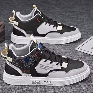 Chaussures de course montantes pour hommes en maille respirante, à lacets, blanches, à semelle épaisse, style sport décontracté, collection automne - Product Image 3