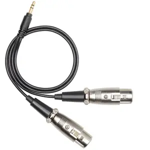 Factory Wholesale Xlr Female to 3.5mm Microphone Cable 1/8 Inch TRS Stereo Mini 3.5 mm Jack to Dual 3 Pin XLR Cables