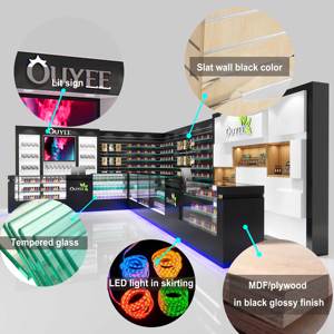 Tasarım market zemin vitrin tütün ekran standı duman mağaza tezgahı duman vitrin mobilya - Product Image 2