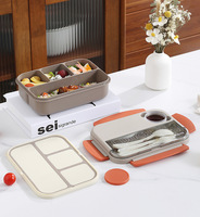 Bento Box Adult Lunch Box 4 Compartiments Récipient Alimentaire Lunchable avec Pot à Sauce Sac Isotherme Passe au Micro-ondes et au Lave-Vaisselle