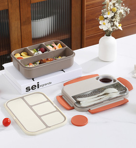 Fiambrera para adultos Bento Box, 4 compartimentos, contenedor de comida lunchable con tarro de salsa, bolsa aislada, apto para microondas y lavavajillas - Product Image 6