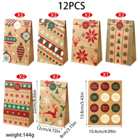 Sacs à friandises en papier kraft brun imprimés sur mesure avec six motifs de fêtes pour les cadeaux de fête et l'emballage de biscuits, commande en gros
