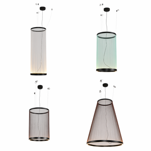 Magnifique Lustre LED Plissé en Forme de Cylindre et de Cône, Blanc Cassé, Menthe, Lumière Chaude, Anneau en Fer Noir, Œuvre d'Art Noble et Imposante - Product Image 2