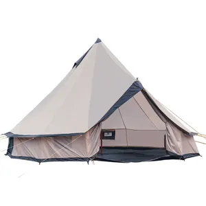 خيام صفراء خفيفة للتخييم في الهواء الطلق خيمة هرمية للتخييم ذات مساحة كبيرة خيمة مع قضيب داعم سميك