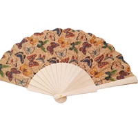 Éventail à main pliable en liège avec logo personnalisé Écorce en bois naturel classique Cadeau d'art populaire d'affaires portable Mariages Bambou peint