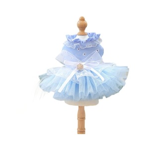 Vestido de Princesa para Mascotas, Azul Hielo, con Velo de Nieve, Falda de Tul Floral, para Perros Pequeños y Medianos, Vestido de Poliéster para las Cuatro Estaciones - Product Image 5