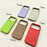 Étui de téléphone magnétique en PU pour iPhone 17 Pro Max, style uni, doublure en tissu floqué, anti-traces de doigts, protection antichoc