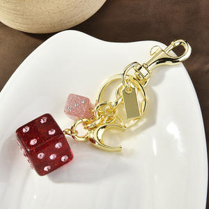 Lilangda rose étudiant dames sac cadeau pendentif dés cristal goutte colle anglais lettre porte-clés - Product Image 4