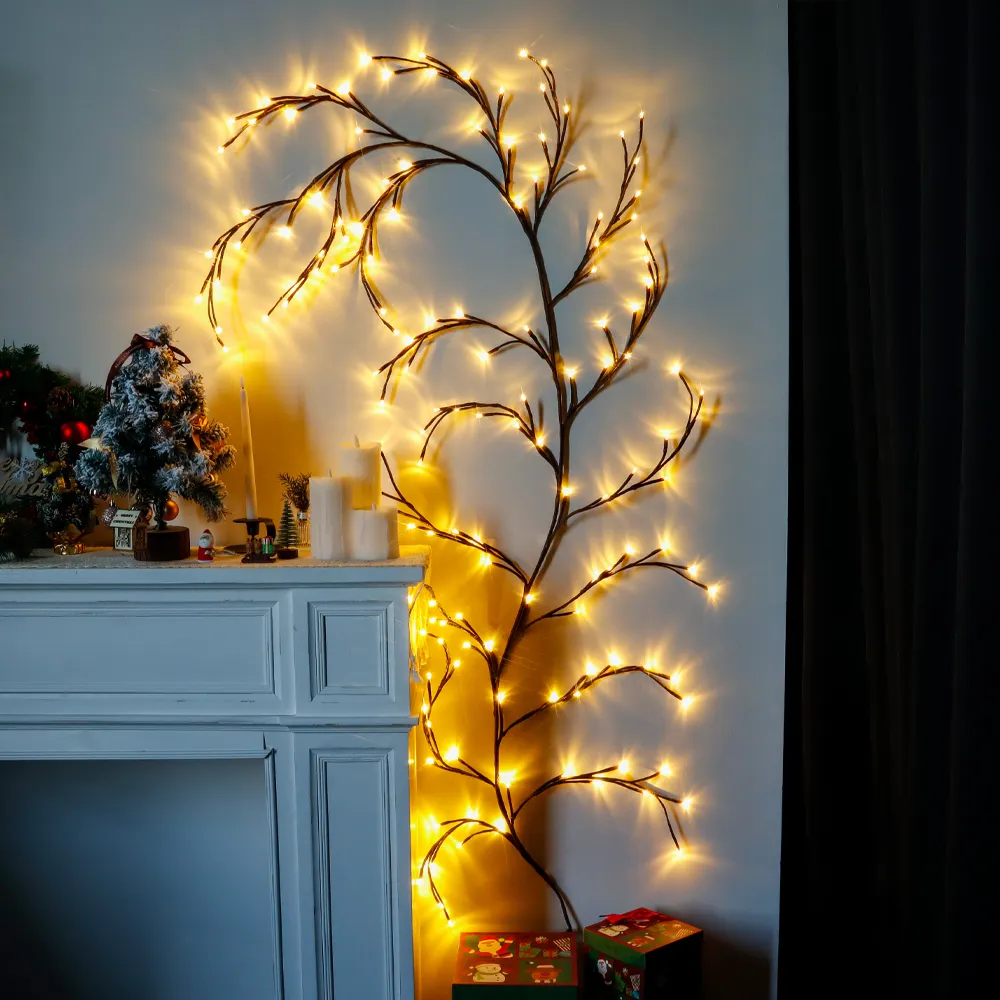 أضواء كرمة صفصاف اصطناعية تصنعها بنفسك بيضاء دافئة 144 لتر 7.5 قدم نباتات فروع شجرة إضاءة للجدران غرفة نوم ديكور عيد الميلاد