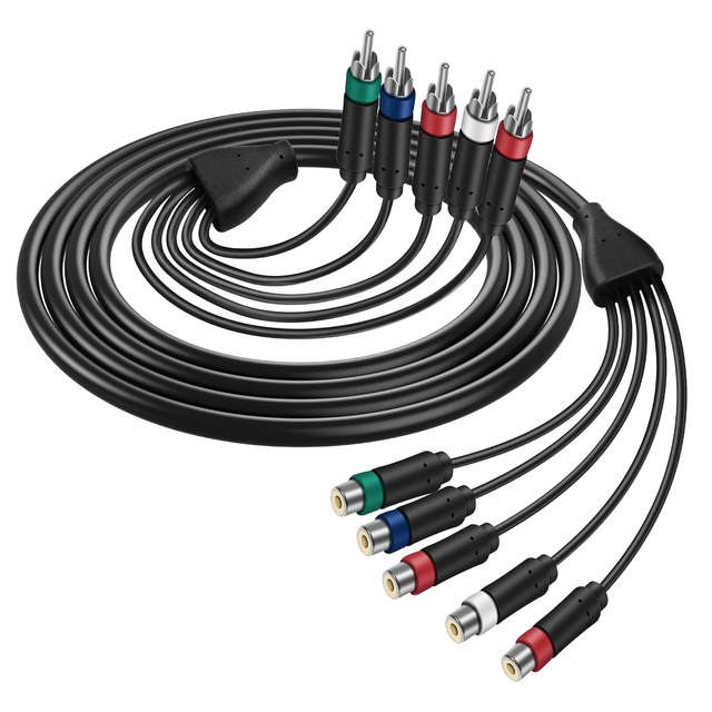 1.8M Component Video Extension Cable YPbPr HD Audio Video for DVD Players for HDMI Crossover Set Top Box 5RCA