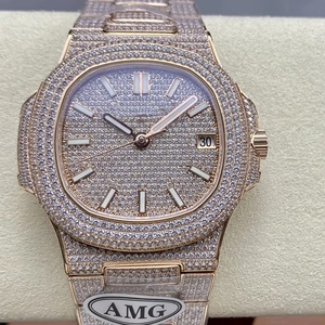 Montre de luxe en moissanite de qualité supérieure, logo personnalisé, boîtier rectangulaire de haute qualité, affichage du cadran à aiguilles, personnalisable, fabriquée en Chine - Product Image 1