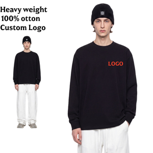T-shirt à manches longues pour homme avec logo personnalisé, 100% coton tricoté, col rond, couleur unie, coupe décontractée, tee-shirt streetwear uni - Product Image 4