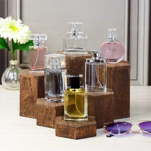 Estante de exhibición de madera maciza de varios niveles, soporte hexagonal para almacenamiento de perfumes, organizador de escritorio para artículos de cuidado personal - Product Image 1