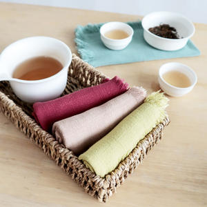 Servilletas de Lino y Algodón Cuadradas Lisas Teñidas a Mano para el Hogar, Sala de Estar, Dormitorio, Comedor - Product Image 3