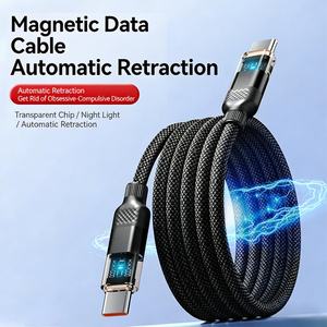 Câble de charge rapide magnétique USB-C vers USB-C 60W PD Premium, tressé en nylon, avec lumière, pour appareils mobiles - Product Image 1