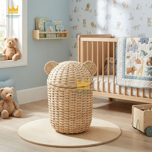 Hot Sale Cute Animal Shaped Rattan <b>Storage</b> <b>Basket</b> With Lid Eco-Friendly Handwoven For Children's <b>Toy</b> <b>Storage</b> - Product Image 5