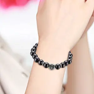 Pushi Sieraden Goedkoop Onder Een Dollar Hoge Kwaliteit Dier Armband Hematiet Ronde Kralen Zwarte Bedelsteen Uil Armband Zwart