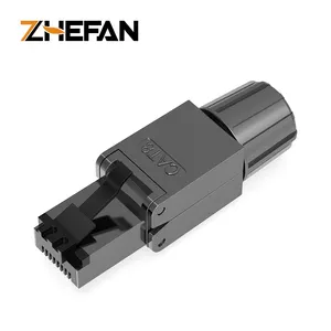 ZHEFAN Rj45 डेटा फास्टकनेक्ट प्लग 4 पिन 8 पिन इंडस्ट्रियल मेटल स्ट्रेट ईथरनेट Rj45 कनेक्टर Cat8 प्रोफिनेट Rj45 प्लग