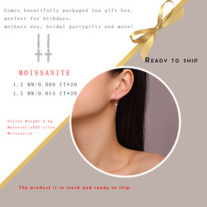 ต่างหูห้อยอัญมณี0.37CTW แบบมินิมอลสำหรับผู้หญิงต่างหูห่วงชุบทองคำขาวชุบเงิน925ของขวัญเครื่องประดับทางศาสนา - Product Image 5