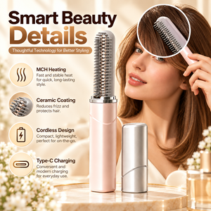Brosse coiffante sans fil à chauffage MCH, revêtement céramique, chargement Type-C, légère, outil de salon - Product Image 1