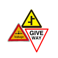 Plaque en aluminium Panneaux pliants de rappel de la sécurité routière Motif triangulaire PVC et matière plastique Panneaux de signalisation routière