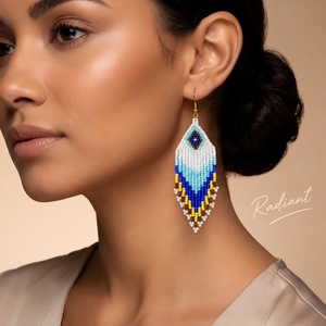 Boucles d'oreilles Go2boho Chandelier, géométriques, à franges de perles de rocaille avec imitation perle, plaquées or, bijoux bohèmes pour soirée - Product Image 4
