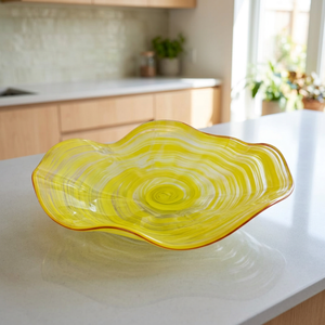Assiette décorative irrégulière en verre de Murano fait main, motif tourbillon, passe au lave-vaisselle, décoration moderne pour la maison, idéale pour les cadeaux - Product Image 3