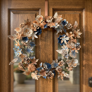 Guirnalda Redonda Decorativa de Metal Hecha a Mano, Flores Vintage, Adorno Navideño para Colgar en la Pared, Paquete Individual - Product Image 3